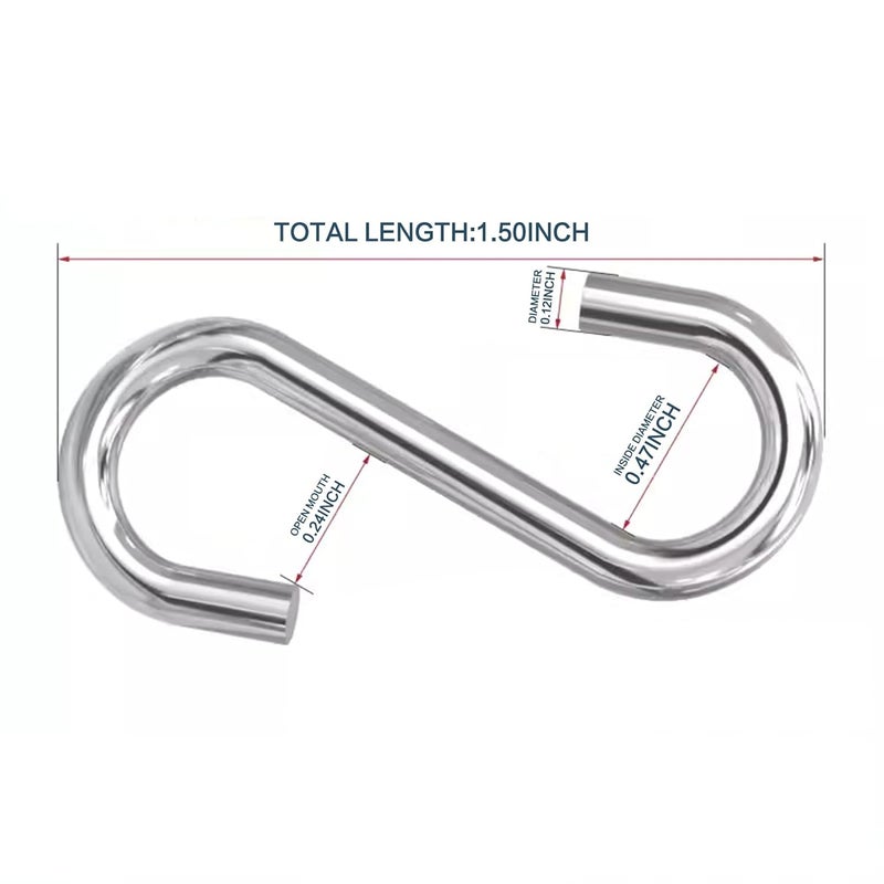 UPUPMOON 50-Pack 304 Stainless Steel S Hooks, 1.5 Inch Heavy-Duty Hooks with 88 lb Capacity, Ideal for Hanging Plants, Tools, Chains, Garage, Kitchen, Garden, and Workshop Organization - Image 2